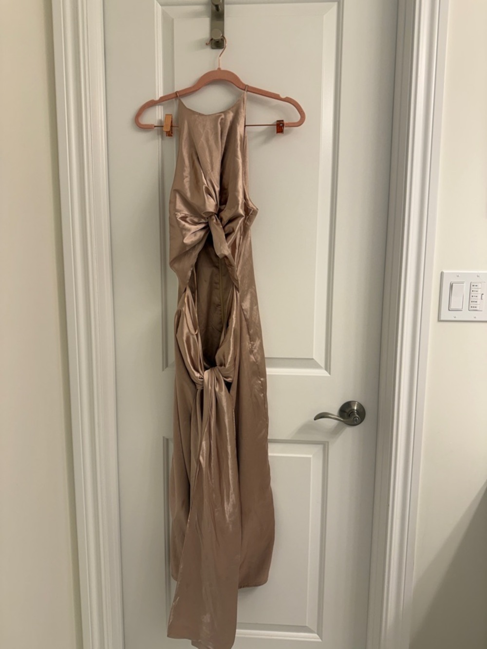 MABLE Satin Slip Dress in Blush Taupe
